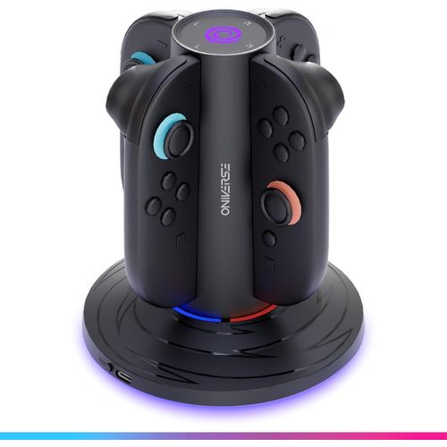 Eryi-Chargeur Manette Pour Switch 2 - Station De Charge Rapide 4 Joycon Compatible Avec Nintendo Switch 2, Alimentation Usb-C, Indicateurs Led Rouge/Bleu, 10 Modes D¿Éclairage - Quadrant