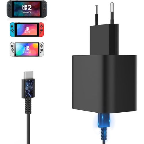 Hljhj-Adaptateur Secteur Pour Nintendo Switch 2 /Switch/Oled/Lite, 60w Pd Chargeur Switch Support Mode Tv Charger Rapide Usb Type C Alimentation 20v/3a