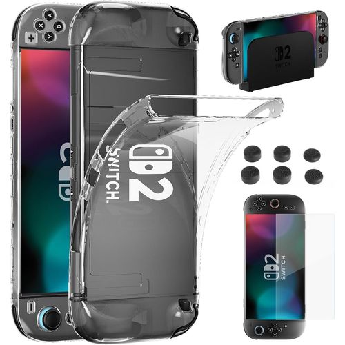 Gjfty-Coque Compatible Avec La Nintendo Switch 2, Dockable Housse De Protection Transparente En Tpu Souple Avec Protection D'écran Switch 2 Et 6 Embouts De Pouce En Silicone Pour Nintendo Switch 2