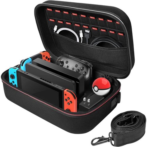 Étui pour Nintendo Switch, Housse Sacoche de Transport à Coque Rigide Anti Choc Pochette avec Espace Plus Large pour Console Switch, Switch Dock,18 emplacements pour Cartes de Jeu