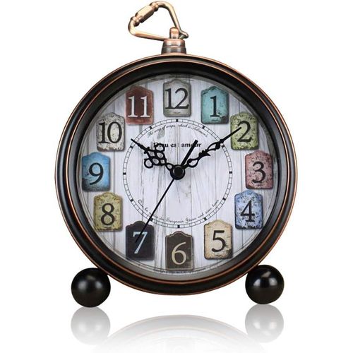 ALEENFOON 5 Pouces Silencieux Métal Réveil Matin, Rétro Réveil Alarme Sonore, électroniques Mecanique Alarme Réveil à Pile de Voyage Horloges Pendulettes de Bureau