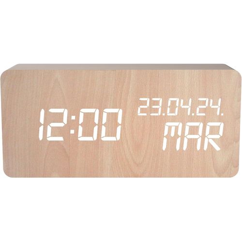 TWQ-Wood Réveil Thermomètre - Bois Naturel