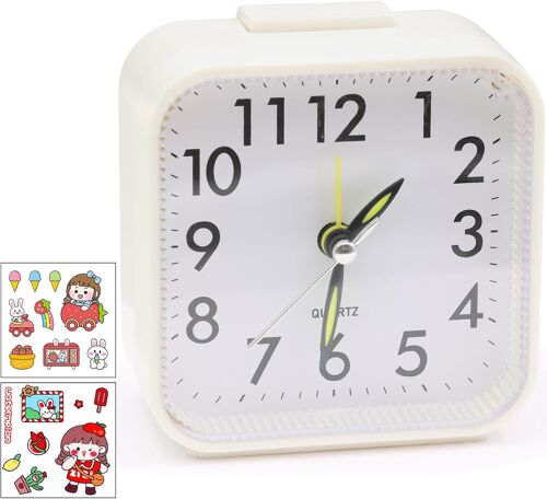 CMJAAGUR-Réveil Analogique, Réveil Silencieux De Chevet, Batterie Numérique, Réveil Avec Lumière, Réveil De Voyage, Sans Tic-Tac, Réveil Portable, Noir (Blanc)[M850]