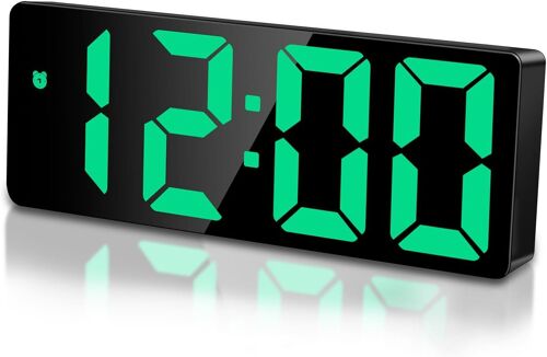Réveil Numérique LED, Reveil Matin Numerique avec Temps Date Température Somnoler Luminosité réglable Horloge Digitale Enfant pour Maison Bureau Voyage, Rouge