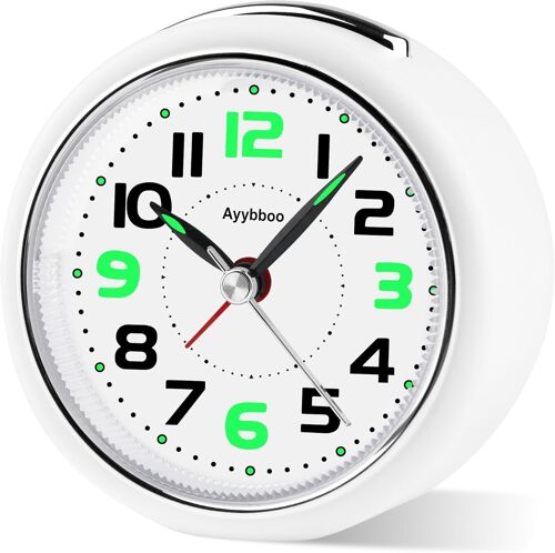 Réveil Matin à Piles Retro Reveil Silencieux sans Tic-Tac, Grand Original Analogique Quartz Alarme Réveil Vintage Lumineux Snooze Reveil Chevet