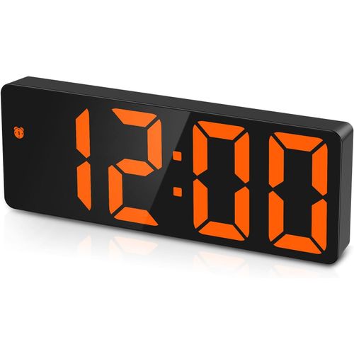 ERYI-Réveil Numérique, Horloge Numérique, Réveil De Chevet Avec Écran Led Affiche, Température Et Date, Fonction Snooze, Alimenté Par Usb/Batterie, Réveil Matin, Orange