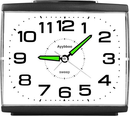 Réveil Matin à Piles Retro Reveil Silencieux sans Tic-Tac, Grand Original Analogique Quartz Alarme Réveil Vintage Lumineux Snooze Reveil Chevet