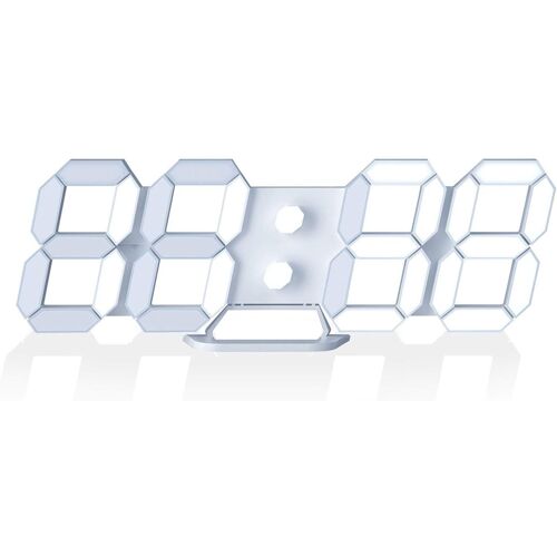 Horloge Led 3D, Réveil De Bureau, Horloge Murale Avec Télécommande, Montres Led Électroniques De 9,7 Pouces, Veilleuse, Luminosité Automatique/Personnalisée¿Blanc¿