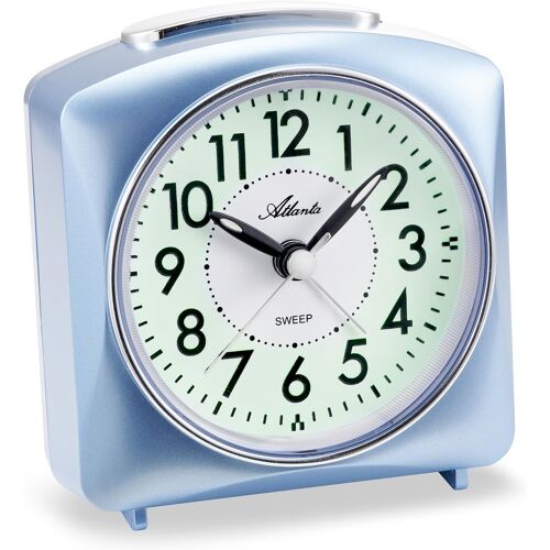 2128/19 Réveil sans tic-tac Silencieux avec lumière Snooze Crescendo à Quartz analogique - Argenté