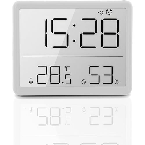 Réveil Numérique Avec Affichage De La Température Et De L'Humidité De L'Air Lcd Petit Design D'Aspiration Multifonction 12/24 Heures ¿/¿ Batterie Support Pour La Maison, Les Étudiants, Le