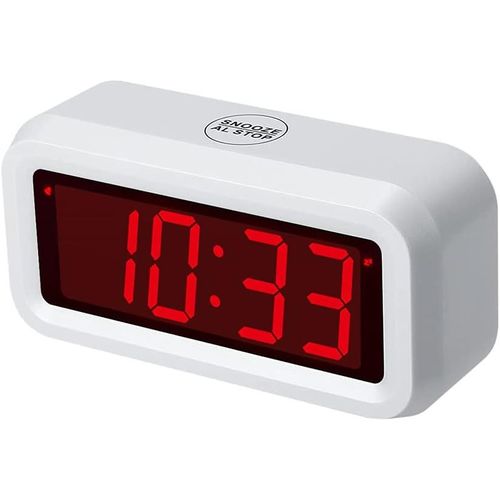 SEPT-réveil numérique,Réveil Matin Réveil à Pile 3 Niveaux de luminosité réglable, 12/24 Heures, Sieste, Grand écran LED de 1,2 Pouces à côté de l'horloge de la Chambre