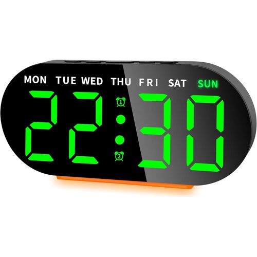 Réveil Numérique 7,09"" avec Écran LED Géant,Horloge Digitale avec Veilleuse,Double Alarme,Luminosité Réglable,Snooze,Port USB de Charge,Affichage Température/Date (Bleu)