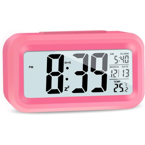SEPT-LCD Horloge Digitale Réveil, Réveil De Voyage avec Température Date Snooze, Horloge Numérique sans Tic-Tac pour Chambre Bureau de la Famille