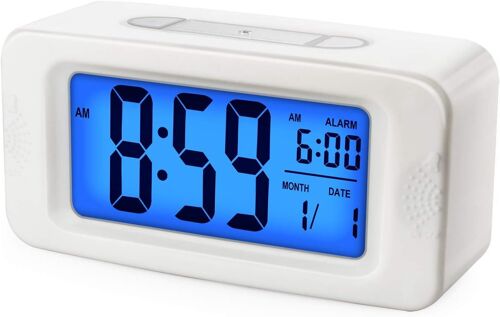 Réveil électronique, Alarm Réveil Matin avec Grand écran LCD, Fonction Snooze, avec Veilleuse, Alimenté par Batterie, Convient Aux Alarmes de Voyage et de Chevet (Jaune)