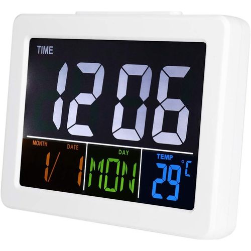 Horloge Numérique Grand Écran Lcd, Réveil Calendrier Avec Température, Design Moderne Conception Verticale Pour Bureau Chambre Idéal Personnes Âgées Et Étudiants
