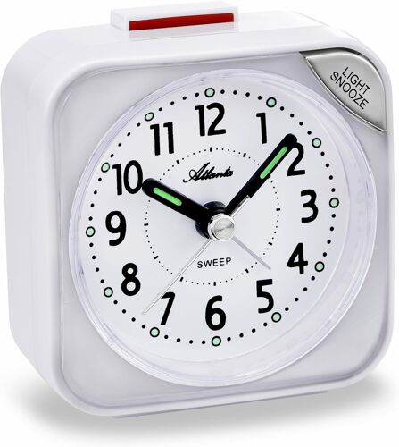 Réveil à Quartz sans tic-tac - Réveil de Voyage - Lumière - Snooze Crescendo - Argenté