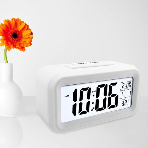 CMJAAGUR-Led Horloge Digitale Réveil, Digitale Sans Tic-Tac Avec Affichage Date,Température,Snooze,(12/24H), Horloge Numérique Alimenté Par Batterie(3 X Nécessaires), Pour Chambre À Coucher,[M243]