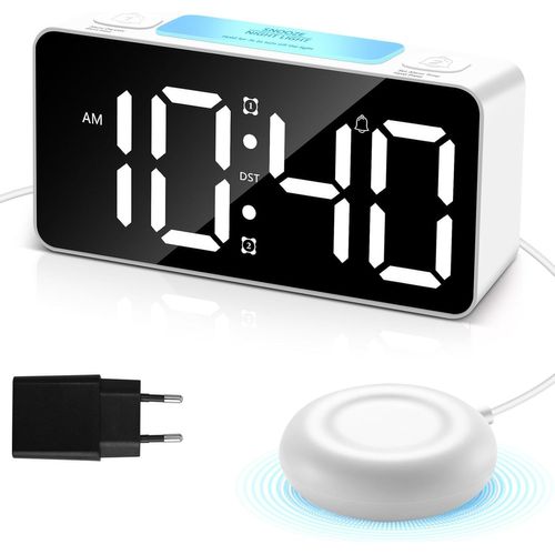 Senior-Réveil Vibrant Avec Secoueur De Lit, Réveil Numérique Rvb Avec Variateur D'Intensité, Fonction Snooze Et Batterie De Secours Pour Les Dormeurs Profonds[L504]