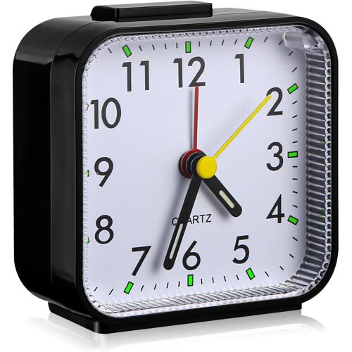 Réveil À Quartz,Analogique Silencieux Réveil Sans Tic Tac Fonction Snooze Et Fonction Veilleuse Meilleur Réveil De Voyage Réveil Portable Taille Reveil Horloge Réveil Analogique (Black)