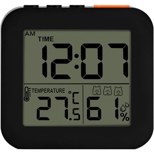 Réveil Numérique,Horloge Numérique LCD Alimentée par Batterie de Chevet 12/24H avec Humidité et Température pour Les Gros Dormeurs (Piles AAA Non Incluses)