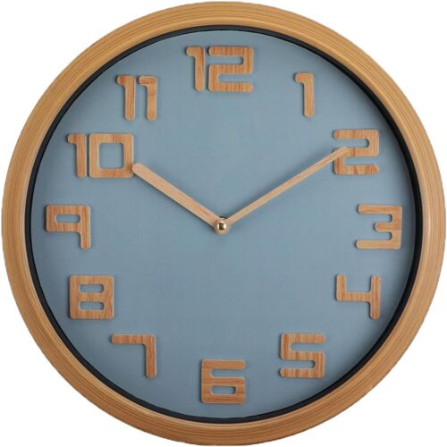 Silent et Shakeless Horloge Murale à Piles Horloge Murale rétro en Grain de Bois Design 3D numérique 3D 30,5 cm Design à Quartz Moderne Décoration intérieure et Bureau