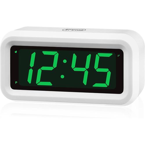 SEPT-Réveil LED pour Enfants, Horloge numérique à LED Verte de luminosité LED réglable,12 heures/24 Heures,sans Fil,Horloge de Bureau,Horloge de Chambre,Horloge de Salle de Bain