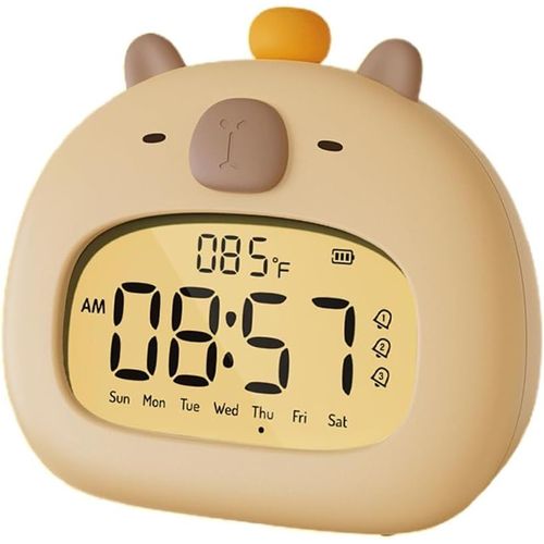 Capybara Réveil pour enfant, réveil de chevet avec veilleuse, réveil mignon, horloge décorative Capybara, réveil pour adolescente, 3,15 pouces, trois alarmes, décoration pour enfants