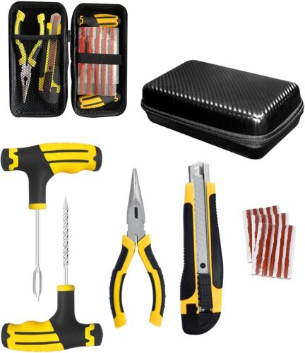 Mevronisshop-Kit Reparation Pneu Voiture,Outil Complet Pour Vos Crevaisons En Cas D'urgence,Kit De Réparation De Pneus Portables,Adapté À Toutes Les Marques Et Modèles De Voitures.