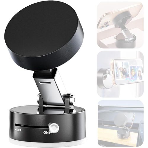 Kal-Support Téléphone Voiture Magsafe, [Ventouse Ultra Puissante] Porte Téléphone Voiture, Support Téléphone Pliable, Noir
