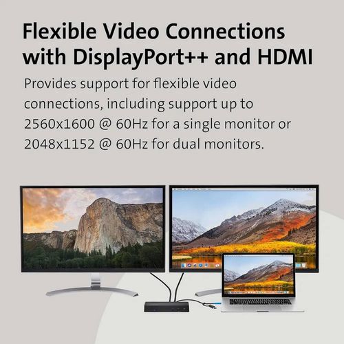 Kensington SD4700P Station d'Accueil Universelle USB 3.0 & USB-C pour Ordinateur Portable (2 Écrans)