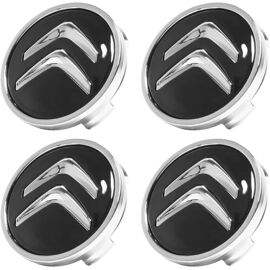 Mevronisshop-4 Pièces Cache Moyeux, 60 Mm Enjoliveurs Pour Auto, Abs Cache Moyeux, Cache De Roue Centrale, Capuchon Enjoliveur Centre Roue Compatible Avec Citroën C1 C2 C3 C4 C5 Moyeu Aluminium, Noir