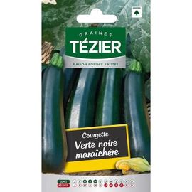 Sachet Graines - Tezier - Courgette Verte Noire Maraîchère - Sachet Légume Petit Modèle - (Mois De Semis De 3 À 5)