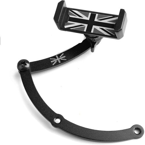 Support de téléphone Portable en métal Solide Aspect Union Jack Support Pliable pour téléphone Portable Compatible avec pour Mini Cooper R55 R56 F54 F55 Accessoires Noir et Gris