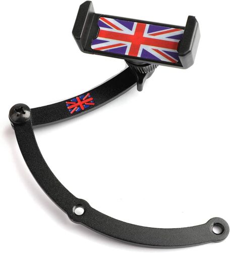 Support de téléphone Portable en métal Solide Aspect Union Jack Support Pliable pour téléphone Portable Compatible pour Mini Cooper R55 R56 F54 F55 Rouge et Bleu