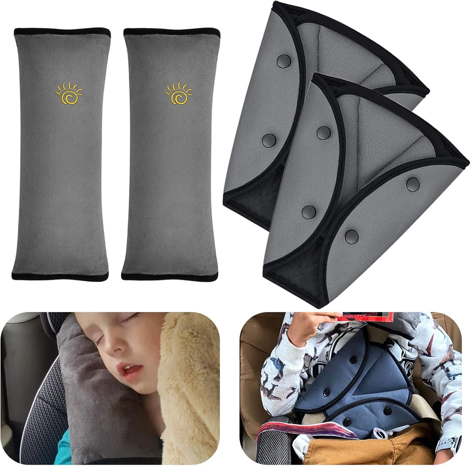 Lot De 2 Clips De Réglage De Ceinture De Sécurité Pour Adultes - Confort Universel - Pour Sangle D'épaule Et Cou - Pour Adultes - Noir