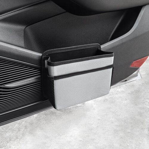 Kalanka-Poubelle De Porte Latérale De Voiture, Poubelle Pliable Pour Siège Arrière De Voiture, Mini Poubelle Portable À Suspendre Pour Intérieur De Véhicule, Universelle Pour Suv, Camion (Gris Argent