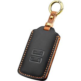 Voiture Clé À Télécommande Étui En Cuir Pour Renault Coque De Clé Voiture Avec Porte-Clés 4 Bouton Accessoire Clé De Voiture Pour Clio Espace Megane Kadjar Captur Zoe Dacia Arkana, Noir