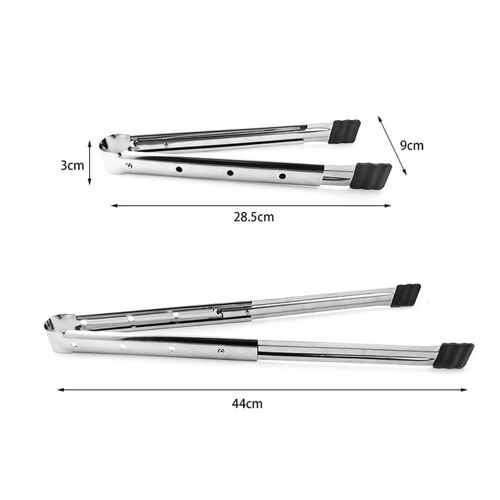 Pince De Cuisine En Silicone Extensible Résistant À La Chaleur En Acier
