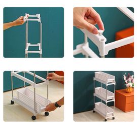 Chariot De Rangement Mince Avec Roues Organisateur à 3 Niveaux Coulissant OB