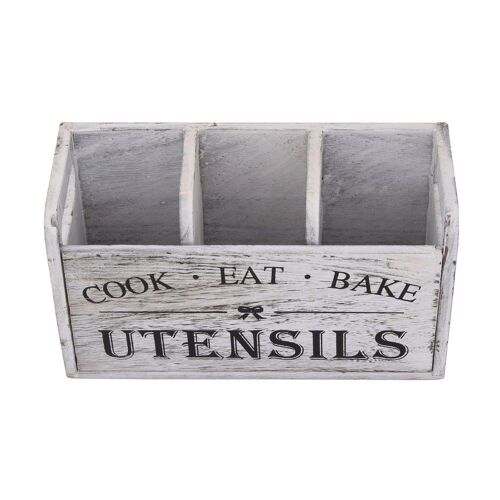 Porte-Ustensil Es En Bois Anti-Basculeme Nt Avec 3 Compartiments Pour