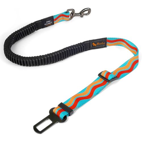 Jgd-Ceinture Chien Voiture Securite Réglable Nylon Elastique Antichoc,Attache Chien Voiture Voyage Indéchirable Harnais Chat Animaux Compagnie Laisse Agrafe Métal Accessoires Mousqueton (Bleu Ciel)