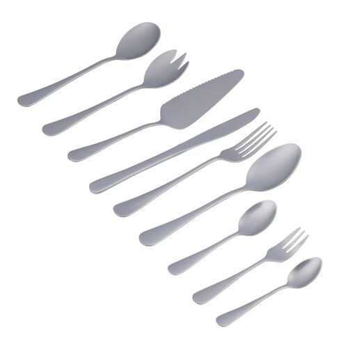 Alpina Ménagère En Acier Inoxydable 75 Pièces - Couverts Pour 12 Personnes - Couteaux, Fourchettes Et Cuillères De Table - Cuillères À Café Et Moules À Gâteaux - Argent