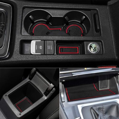Lot De 9 Tapis Antidérapants De Stockage Et Coupe Porte Tasse Pour Golf 7 2014-2020 (Rouge)