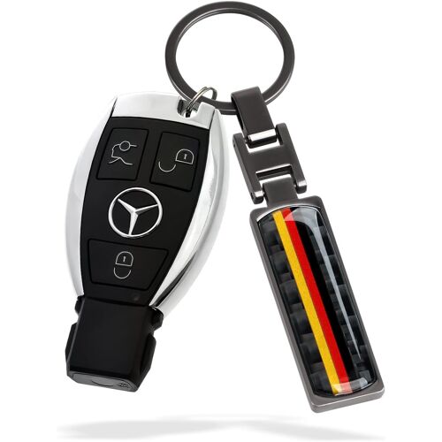 KAL-Porte-Clés Universel De Voiture Avec Logo De Drapeau De - En Métal Et Fibre De Carbone - Compatible Avec Bmw Opel Audi Benz Porsche 911 Cayman Skoda Mavbach