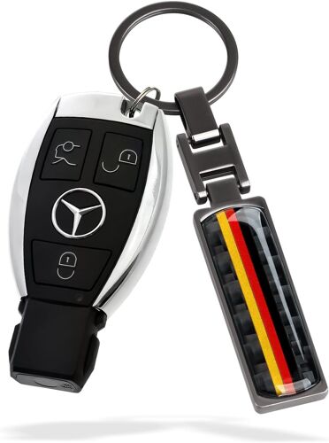 KAL-Porte-Clés Universel De Voiture Avec Logo De Drapeau De - En Métal Et Fibre De Carbone - Compatible Avec Bmw Opel Audi Benz Porsche 911 Cayman Skoda Mavbach