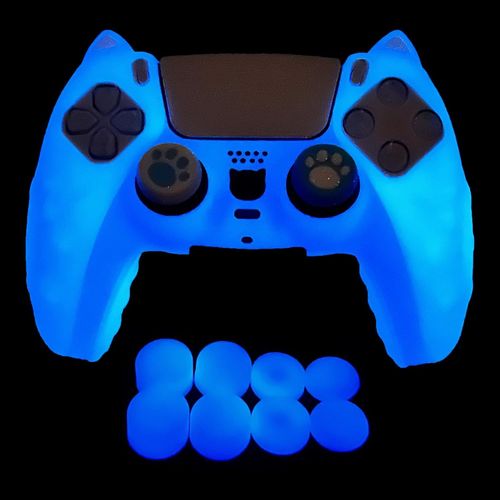 Peau de contrôleur PS5 Qui Brille dans Le Noir, Housse de Protection en Silicone cloutée et épaisse, poignées compatibles avec la Manette PS5 avec 10 Capuchons de poignées