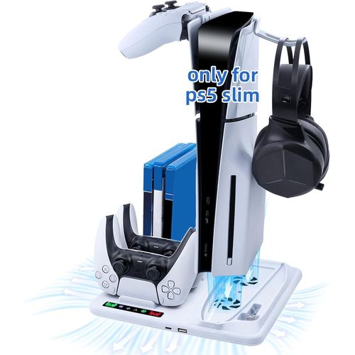 Lkljij-Ventilateur Charge De Refroidissement Pour Ps5 Slim, Support De Charge Vertical Avec Vitesse De Ventilation Réglable Sur 3 Niveaux Et Support De Carte De Jeu Pour Ps5 Slim (Pas Pour Ps5/Pro)