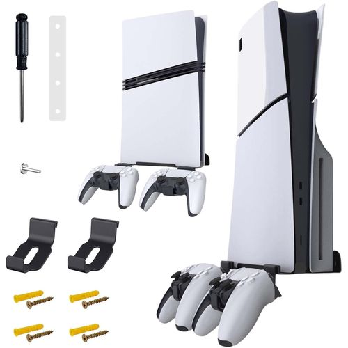 Eryi-Support Mural Pour Ps5/Ps5 Slim Avec Support De Console De Jeu, Support De Contrôleur Double Pour Ps5, Support Mural Compatible Avec Ps5/Ps5 Slim Disc & Digital Version