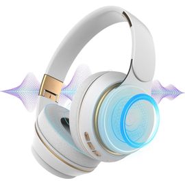 LKLJIJ-Casque Gaming sans Fil Bluetooth Circum-auriculaire, Casque de Jeu PC Léger, Casque Gaming Multi-système, Connection Multi-Points, Pliable, PC, PS5, PS4, Switch, Mobile (Blanc)