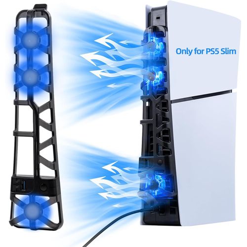 Lkljij-Ventilateur De Refroidissement Pour Ps5 Slim Avec Colorées Lumière Led, Ventilateur Silencieux Avec Contrôle De Température Pour Ps5 Slim Digital/Uhd Console - Noir - Pas Pour Ps5/Ps5 Pro